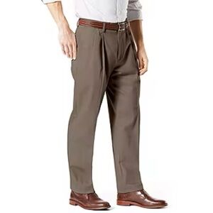NWT Dockers Big & Tall Classic Fit Pleated Signature Khaki PantDark Pebble 46x28